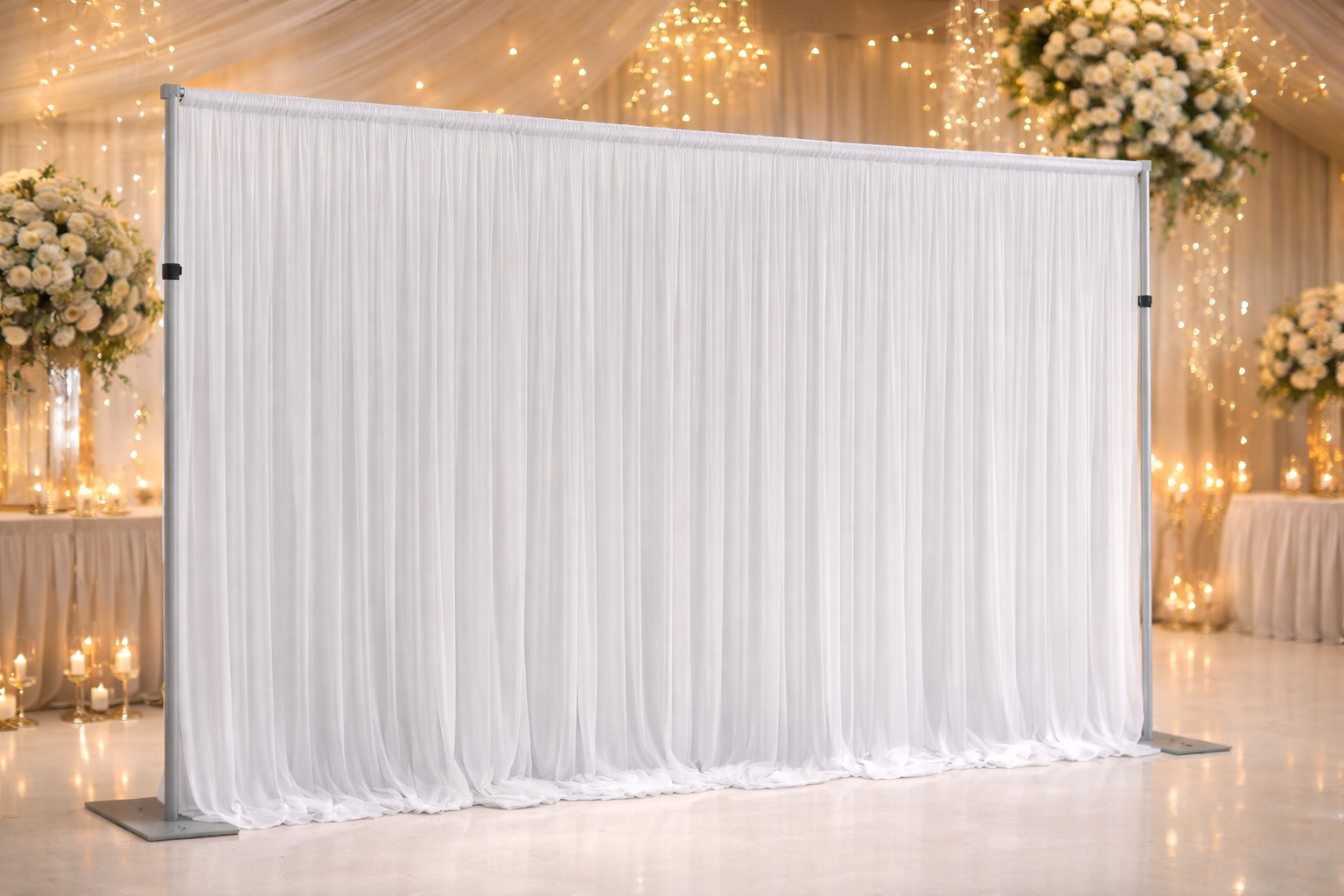 White Draped Backdrop Hire