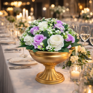 Gold Vase Hire with Flowers