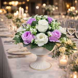White Vase Hire with Flowers