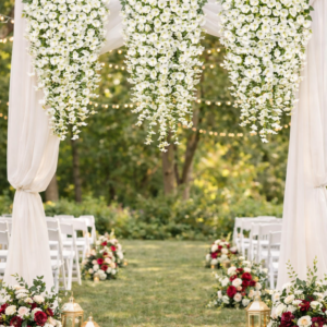 White Hanging Flowers Set of 6