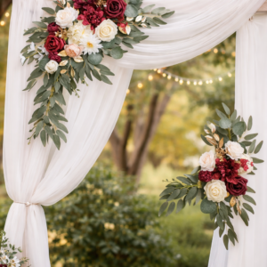 Red and White Floral Swag Hire