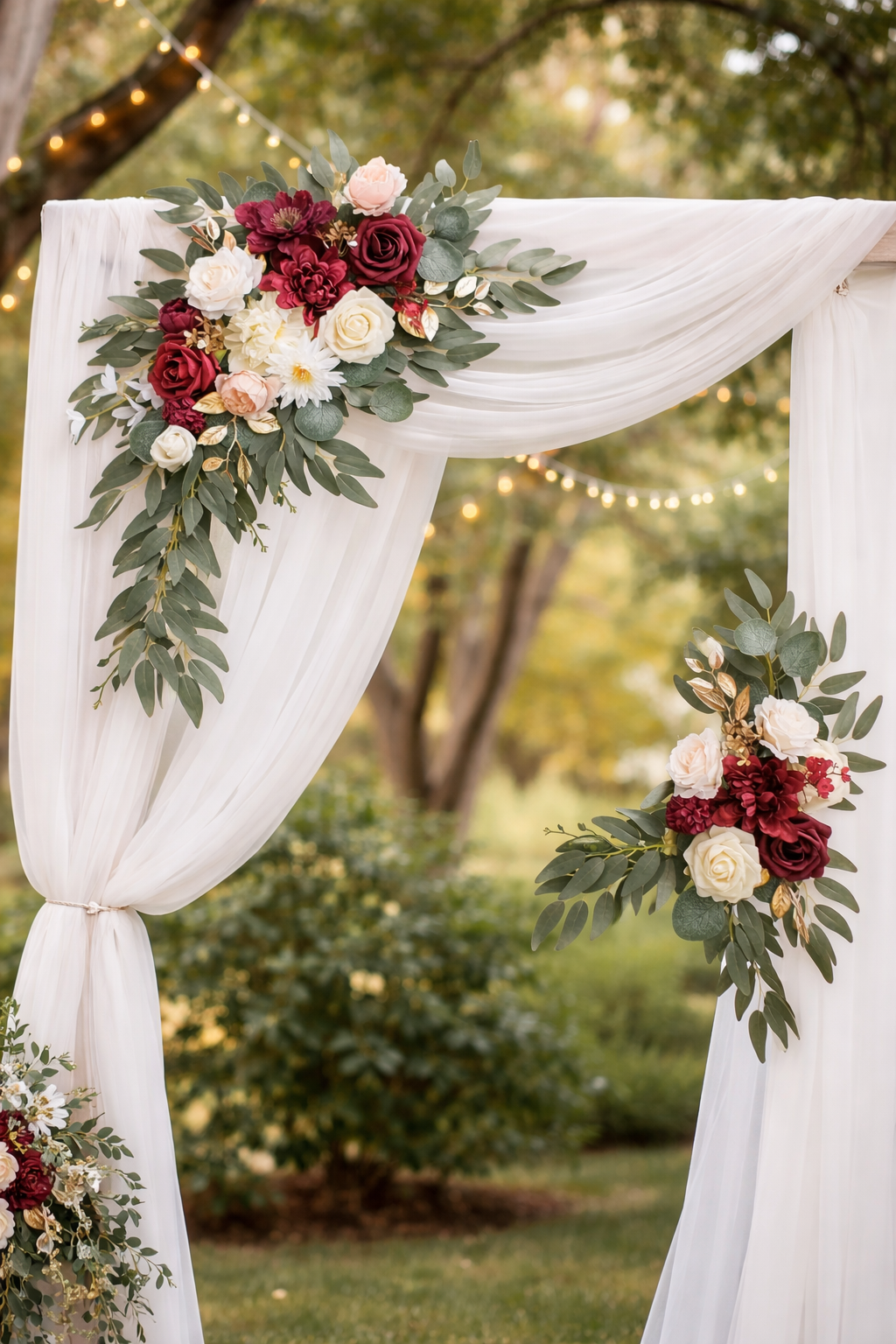 Red and White Floral Swag Hire